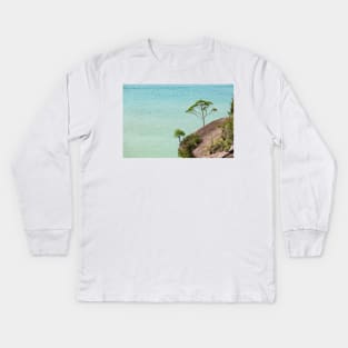 Small tree and big vast ocean scenery Kids Long Sleeve T-Shirt